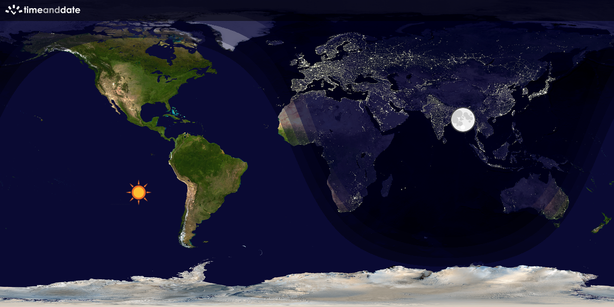 Verdenskart som viser dag og natt 