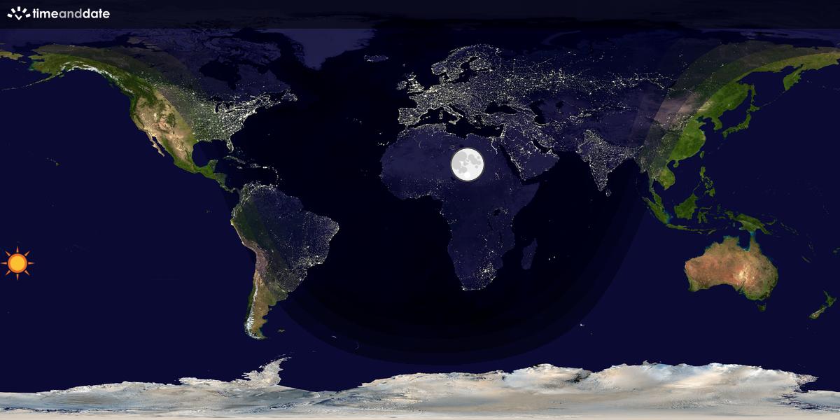 Verdenskart som viser dag og natt 