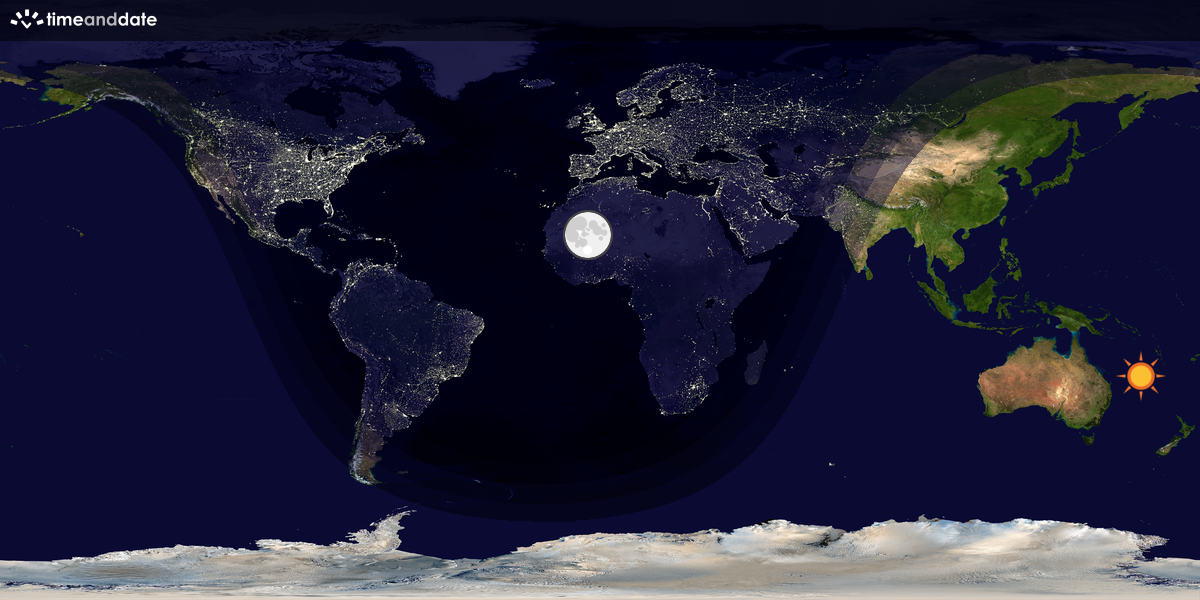 Verdenskart som viser dag og natt 