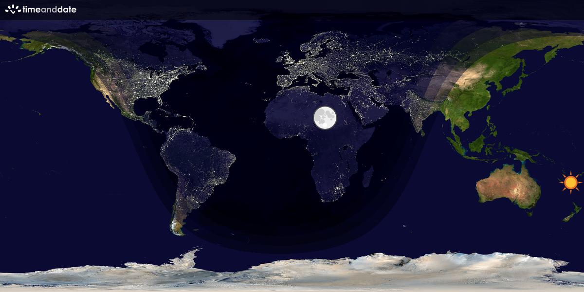 Verdenskart som viser dag og natt 
