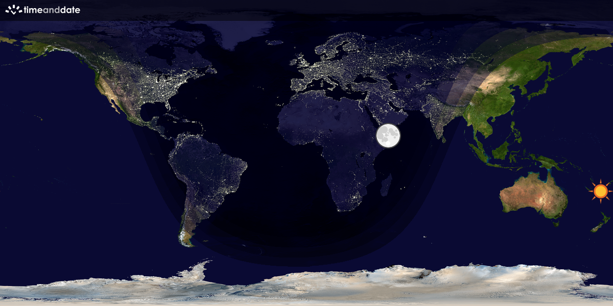 Verdenskart som viser dag og natt 
