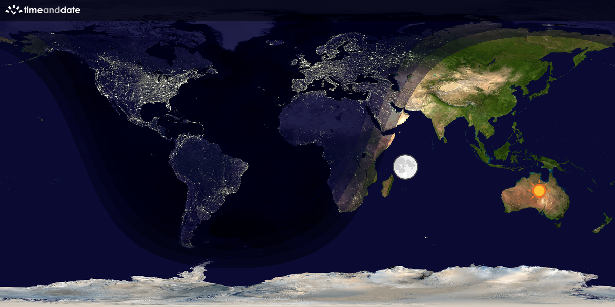 Verdenskart som viser dag og natt 