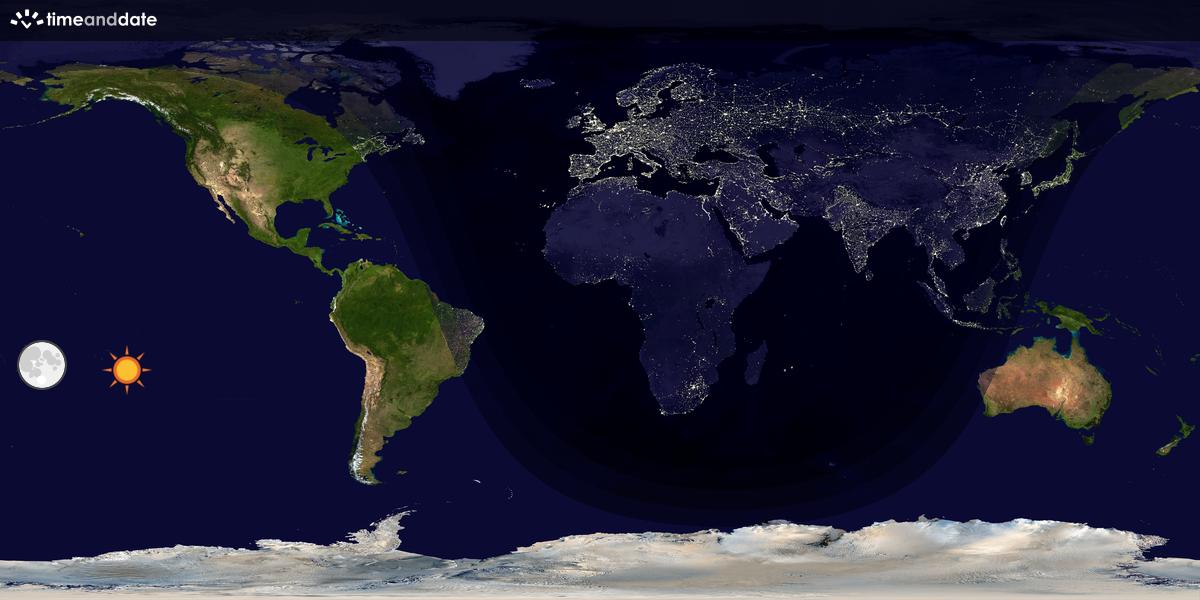 Verdenskart som viser dag og natt 