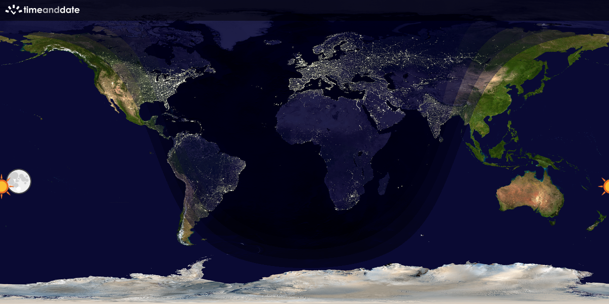 Verdenskart som viser dag og natt 