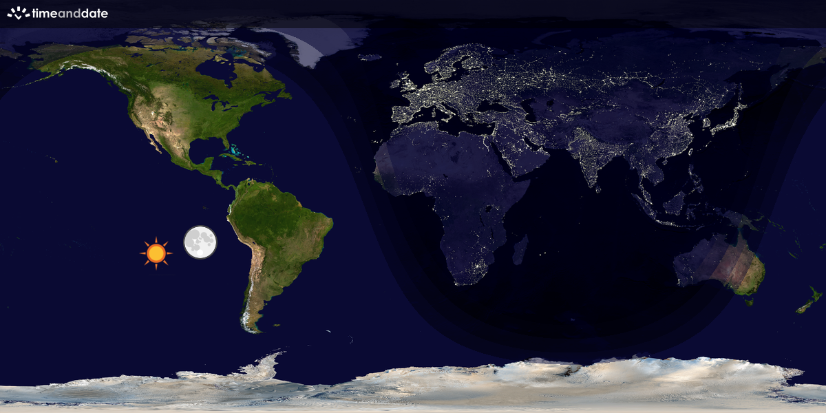Verdenskart som viser dag og natt 