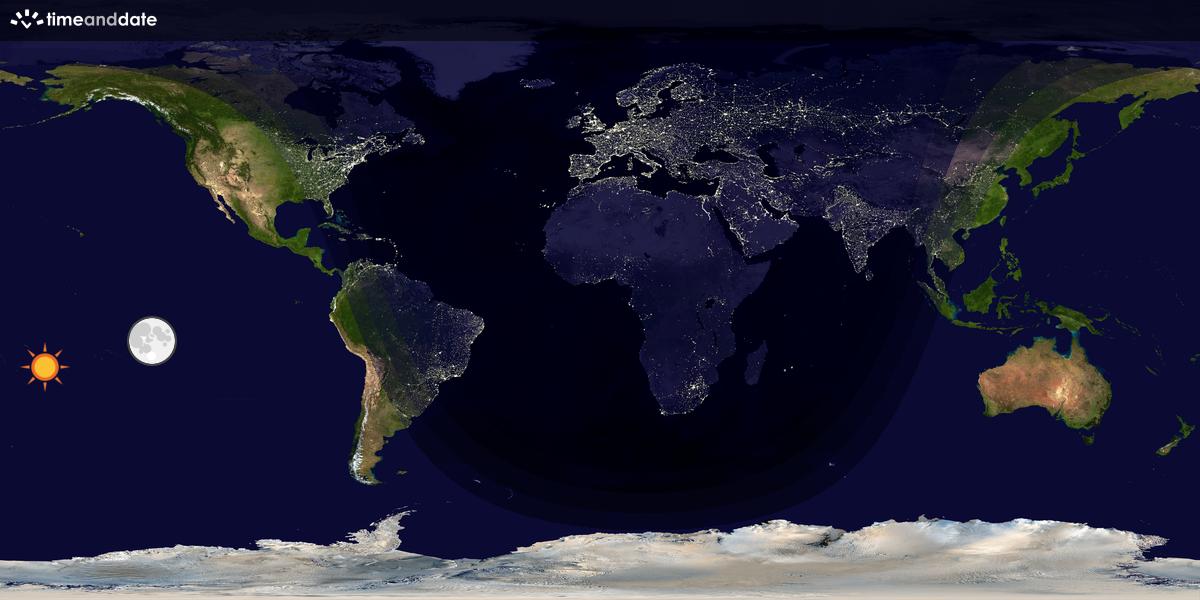 Verdenskart som viser dag og natt 