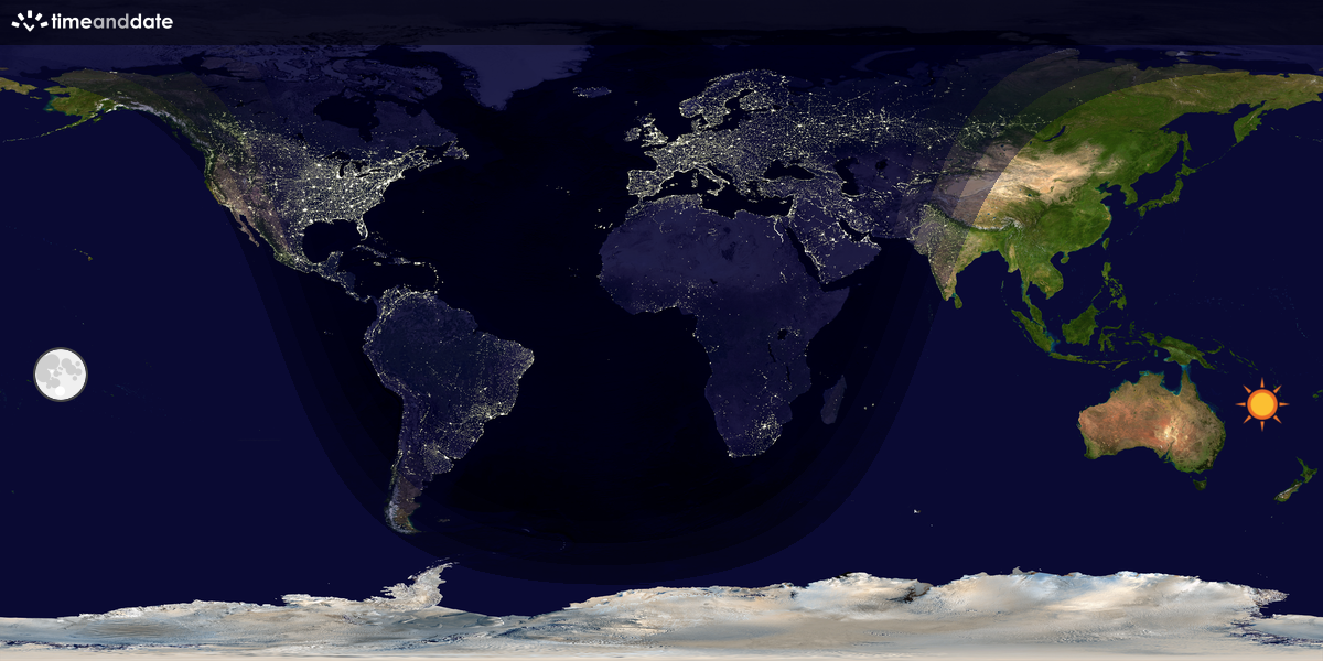Verdenskart som viser dag og natt 