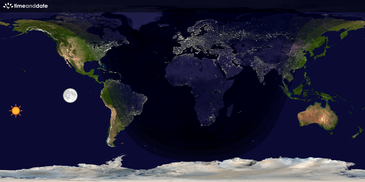 Verdenskart som viser dag og natt 