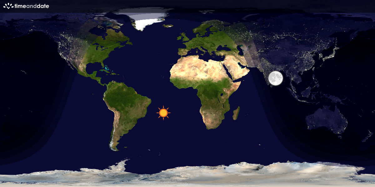 Verdenskart som viser dag og natt 