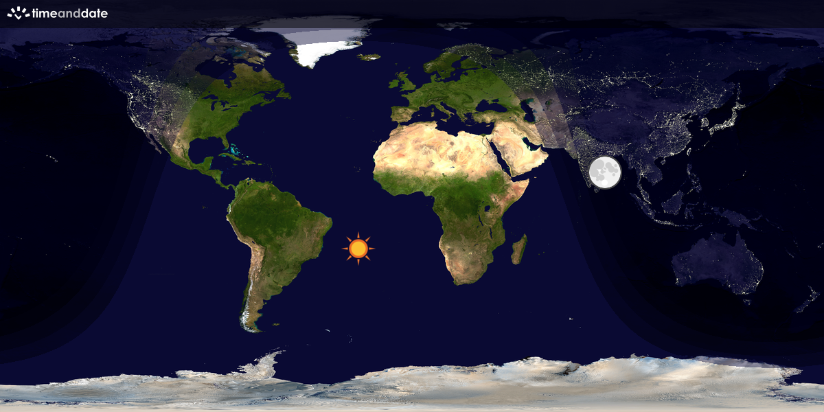 Verdenskart som viser dag og natt 
