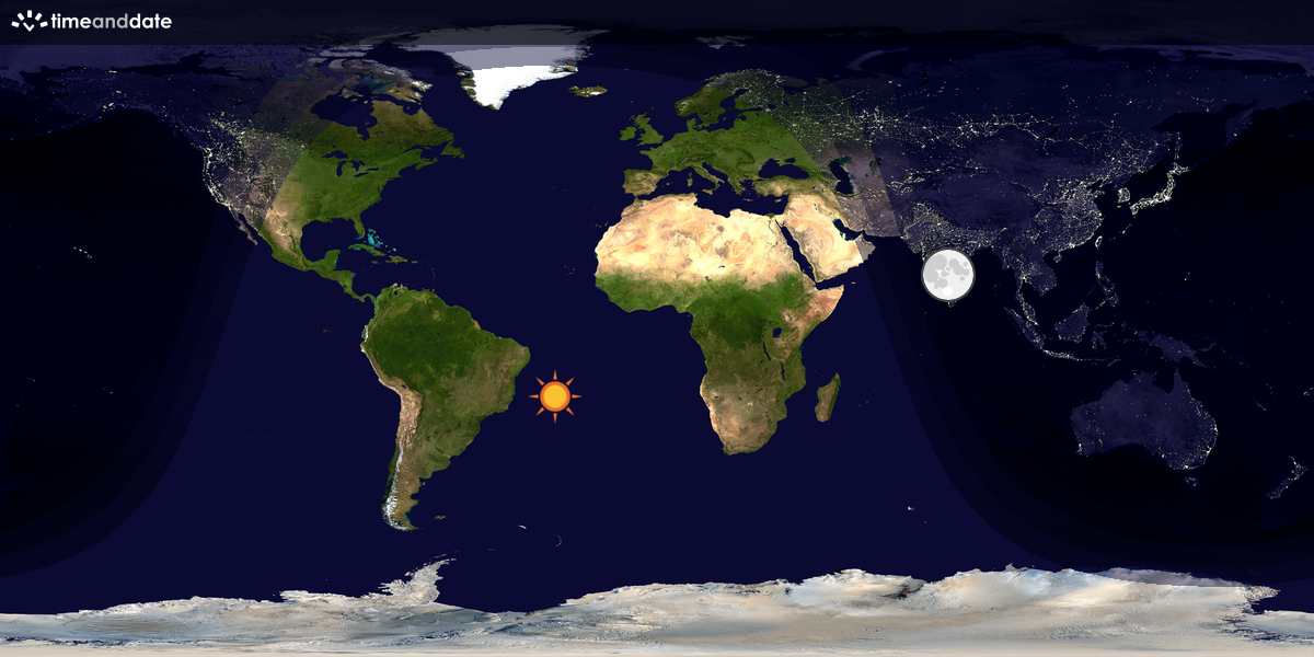 Verdenskart som viser dag og natt 