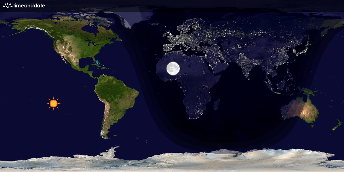 Verdenskart som viser dag og natt 