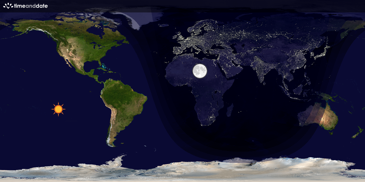 Verdenskart som viser dag og natt 