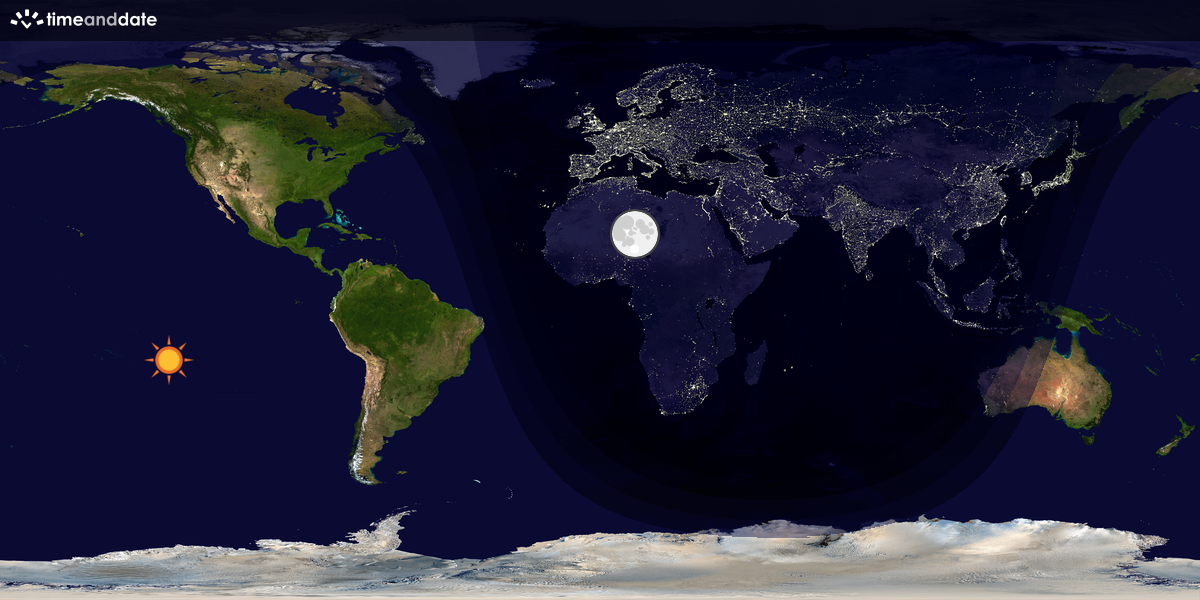 Verdenskart som viser dag og natt 