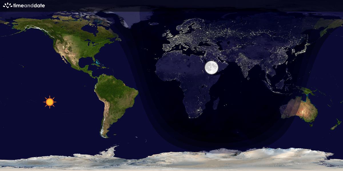 Verdenskart som viser dag og natt 