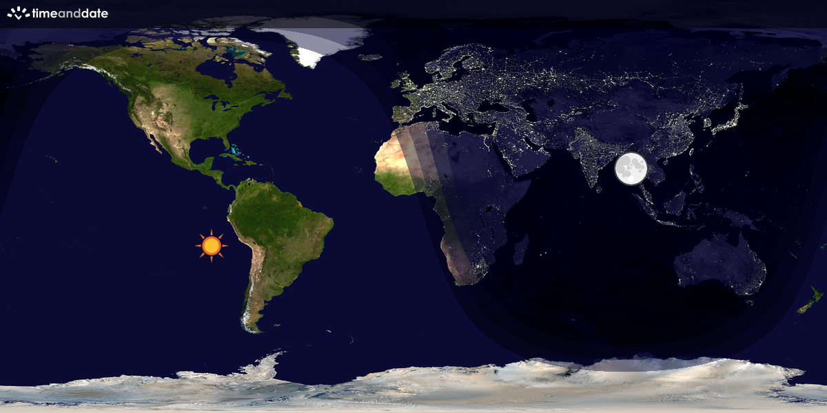 Verdenskart som viser dag og natt 