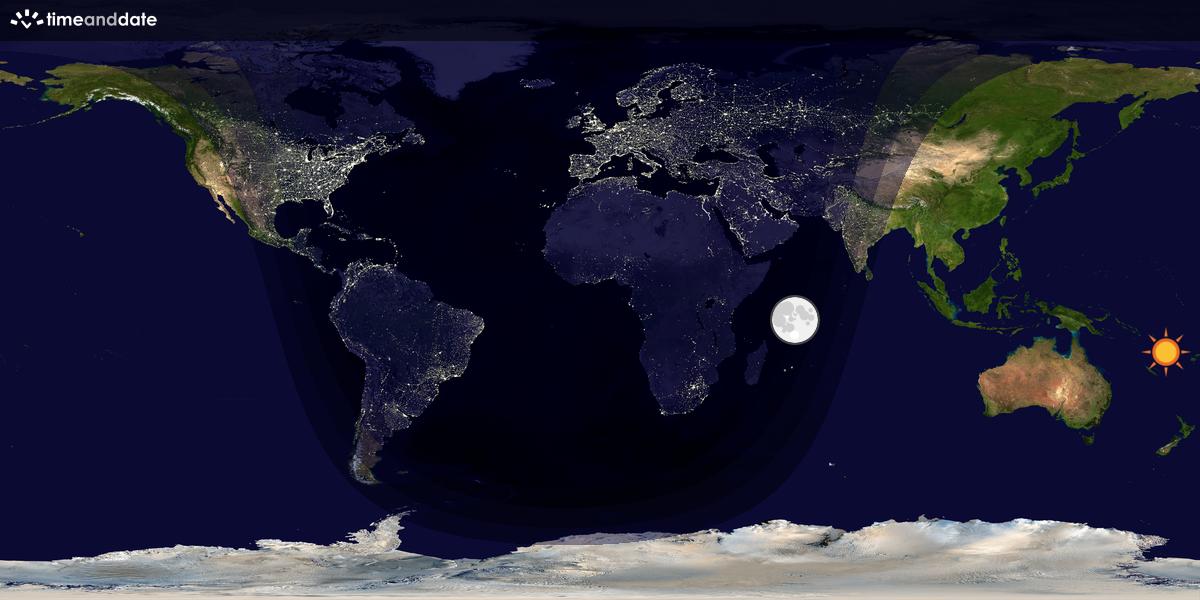 Verdenskart som viser dag og natt 