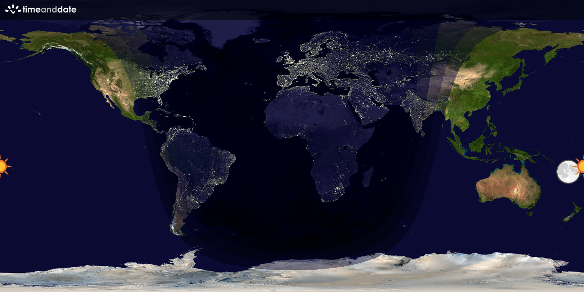 Verdenskart som viser dag og natt 
