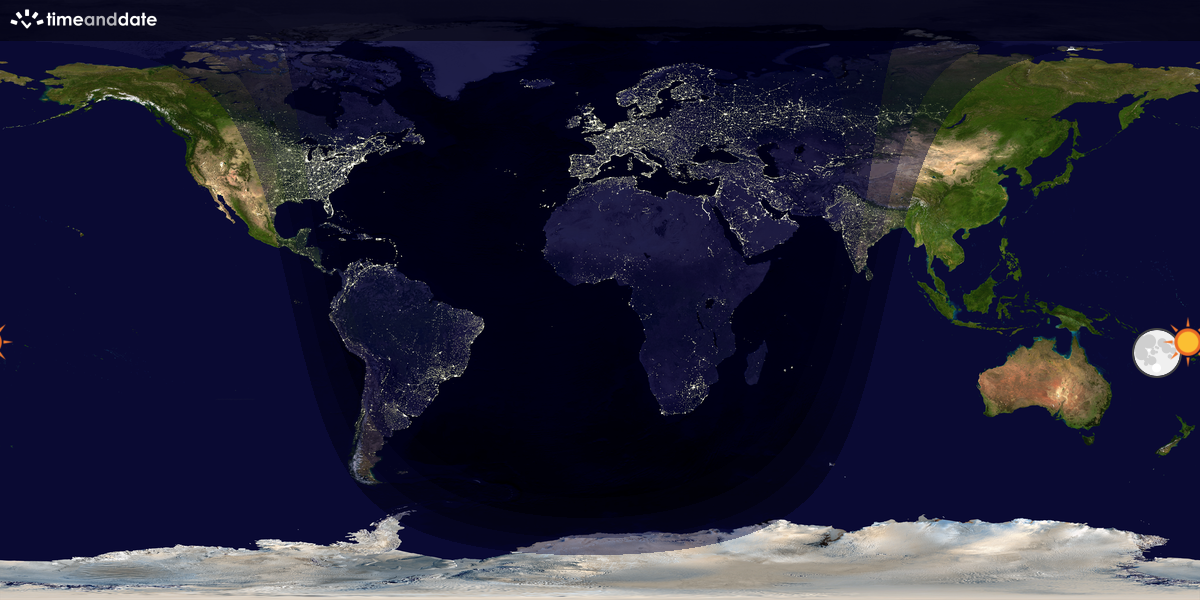 Verdenskart som viser dag og natt 