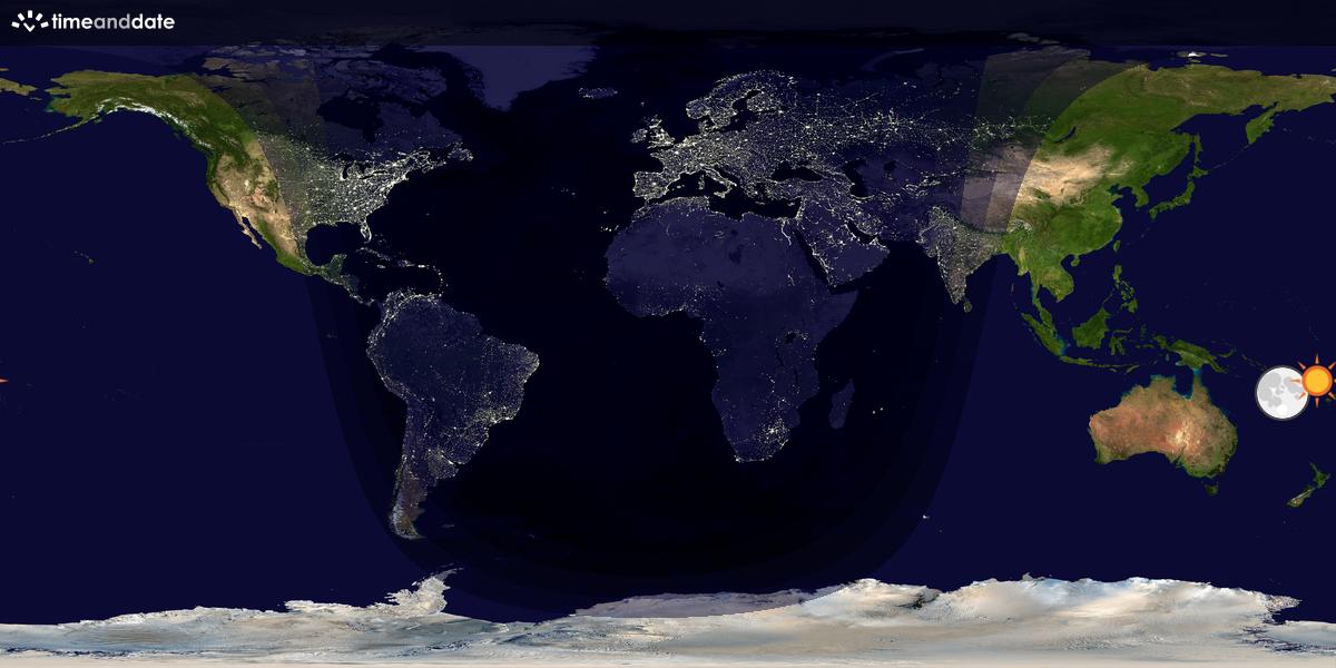 Verdenskart som viser dag og natt 