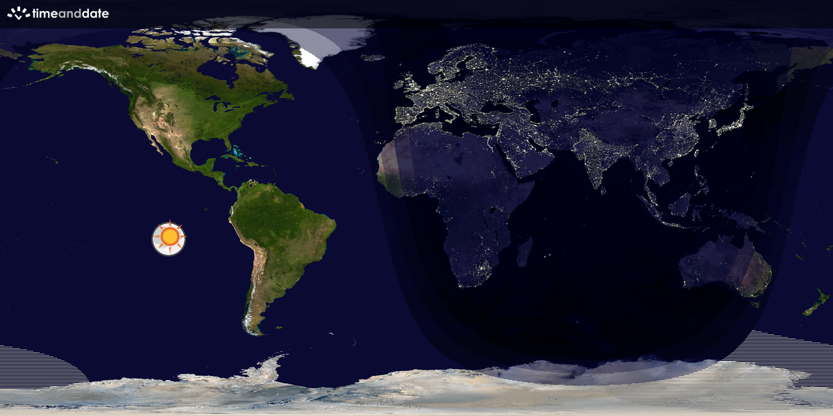 Verdenskart som viser dag og natt 