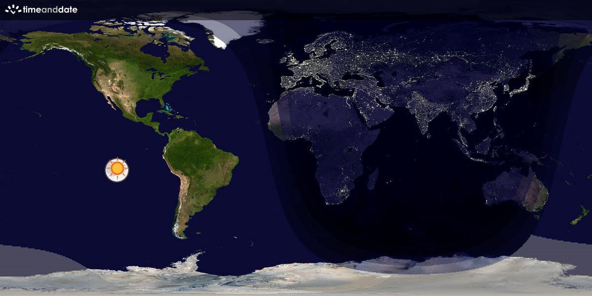 Verdenskart som viser dag og natt 