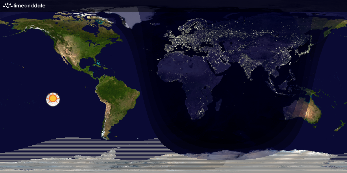Verdenskart som viser dag og natt 