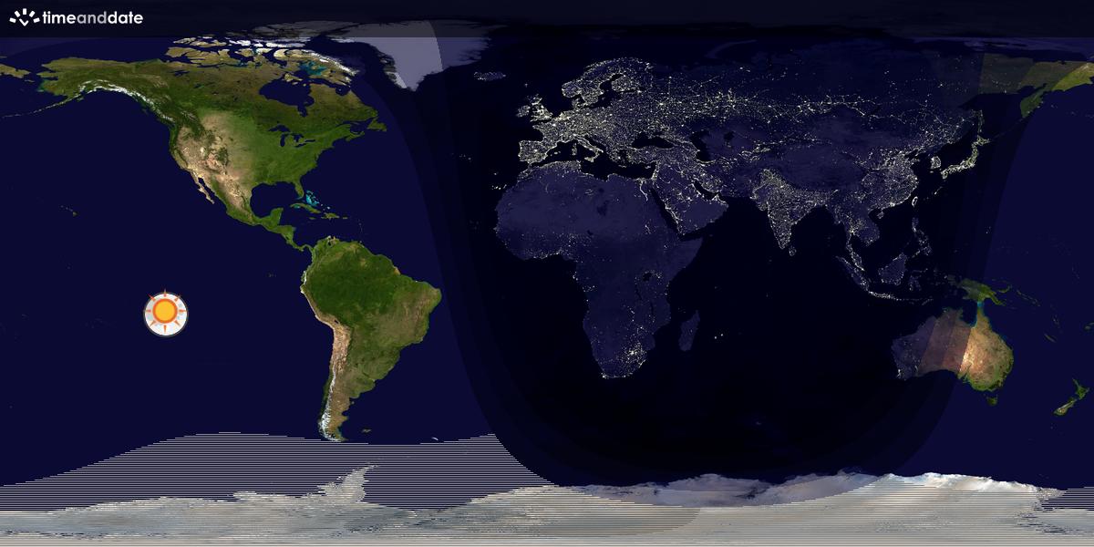 Verdenskart som viser dag og natt 