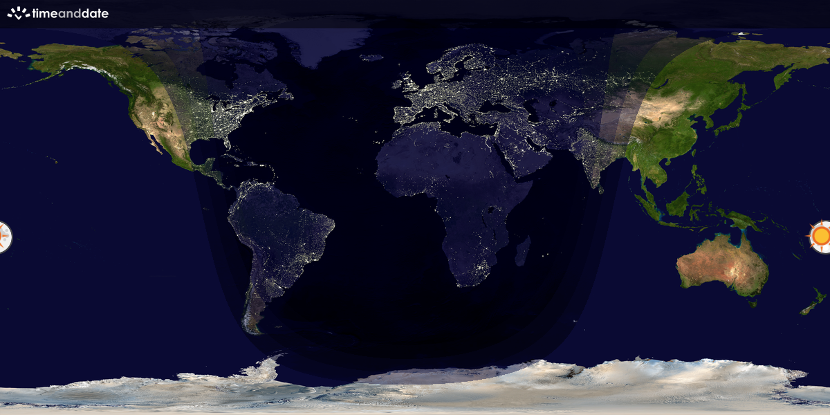 Verdenskart som viser dag og natt 
