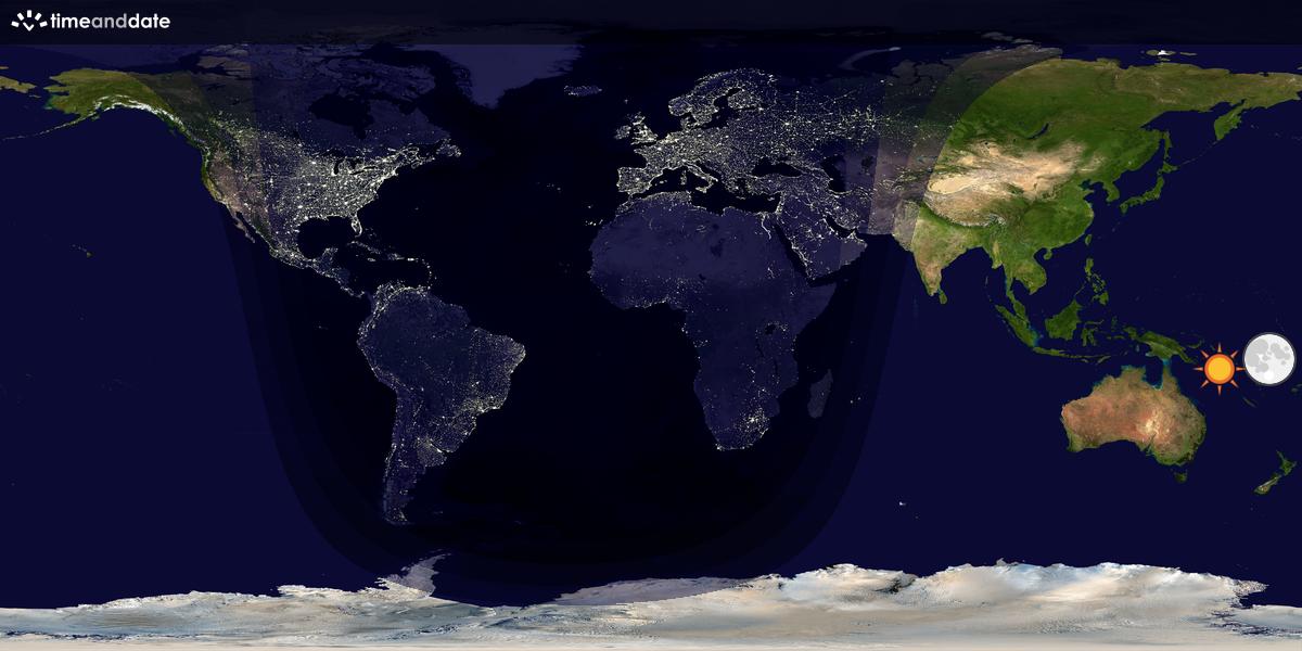Verdenskart som viser dag og natt 