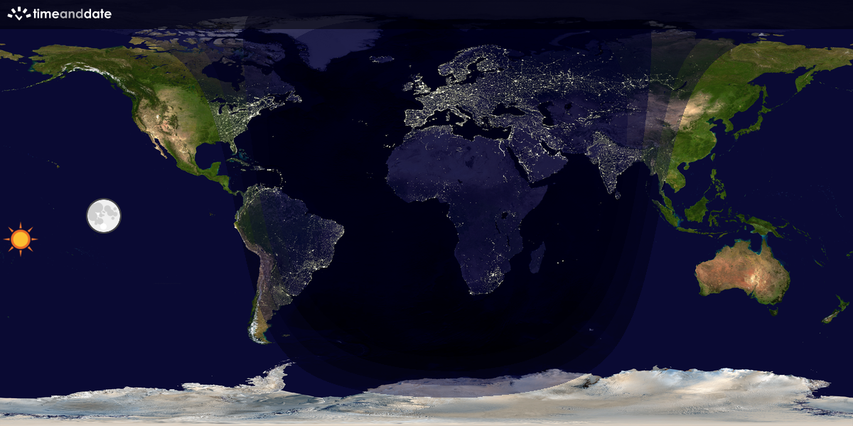 Verdenskart som viser dag og natt 