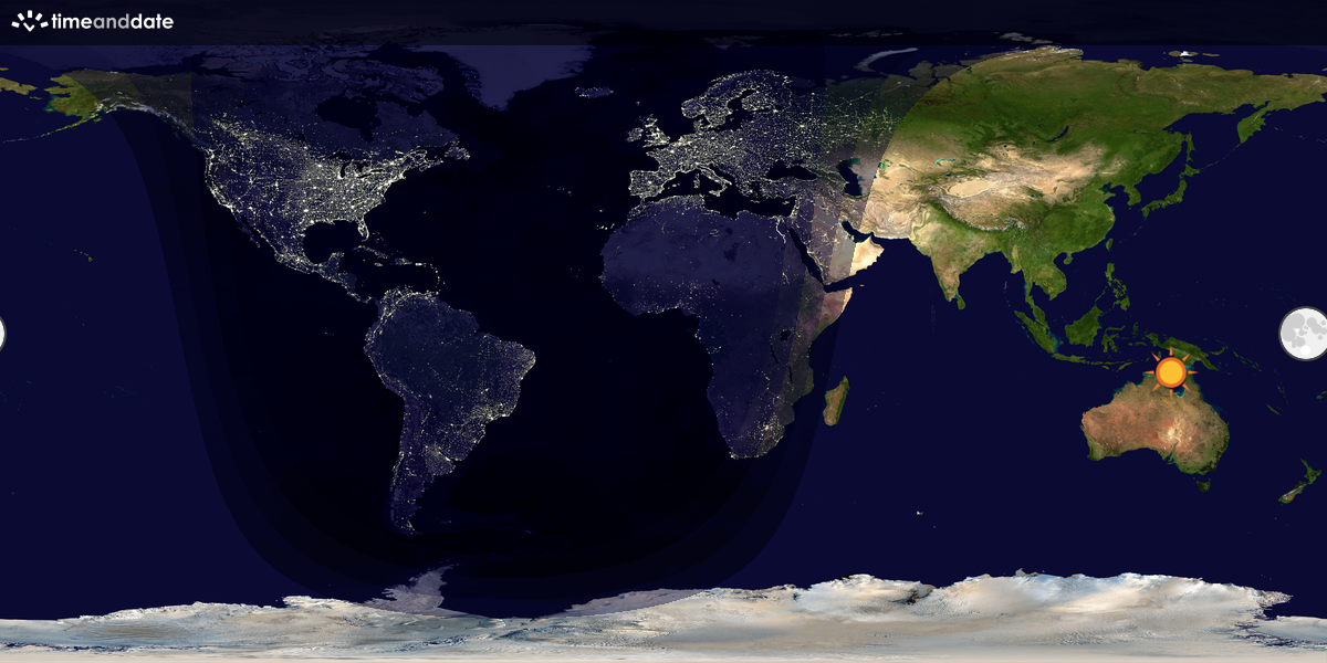 Verdenskart som viser dag og natt 