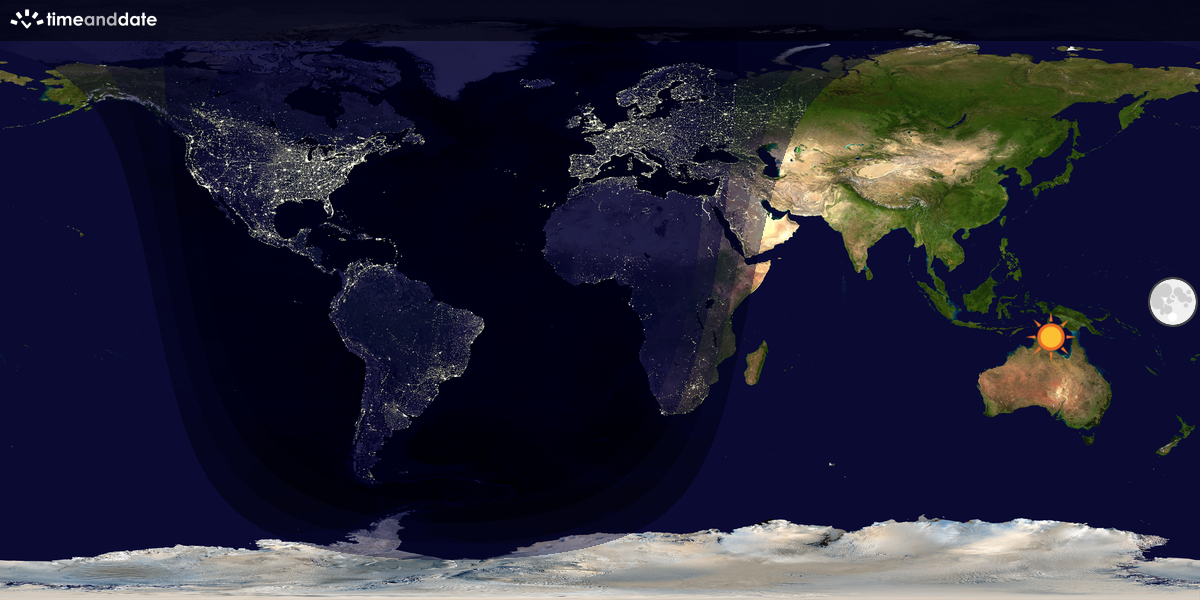 Verdenskart som viser dag og natt 
