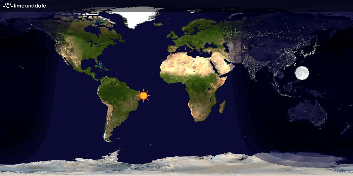 Verdenskart som viser dag og natt 