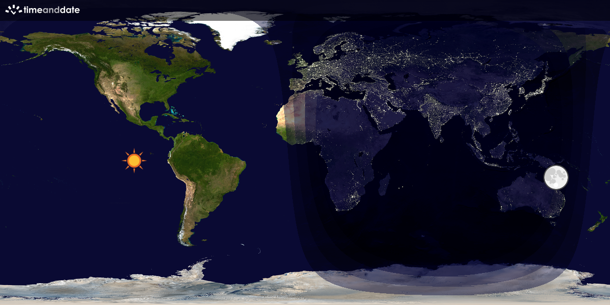 Verdenskart som viser dag og natt 