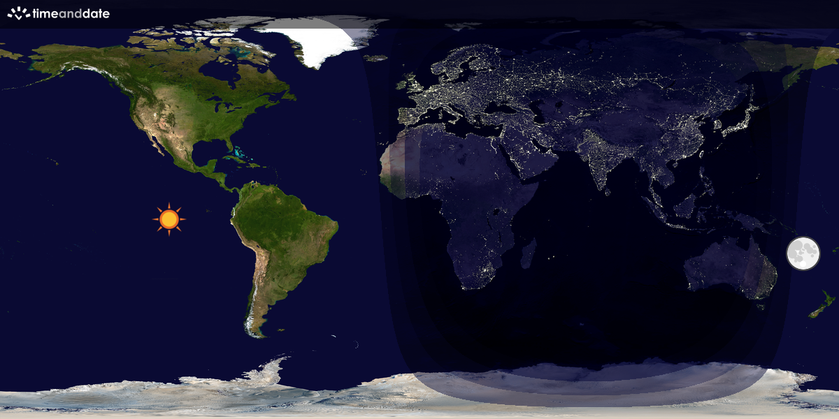 Verdenskart som viser dag og natt 