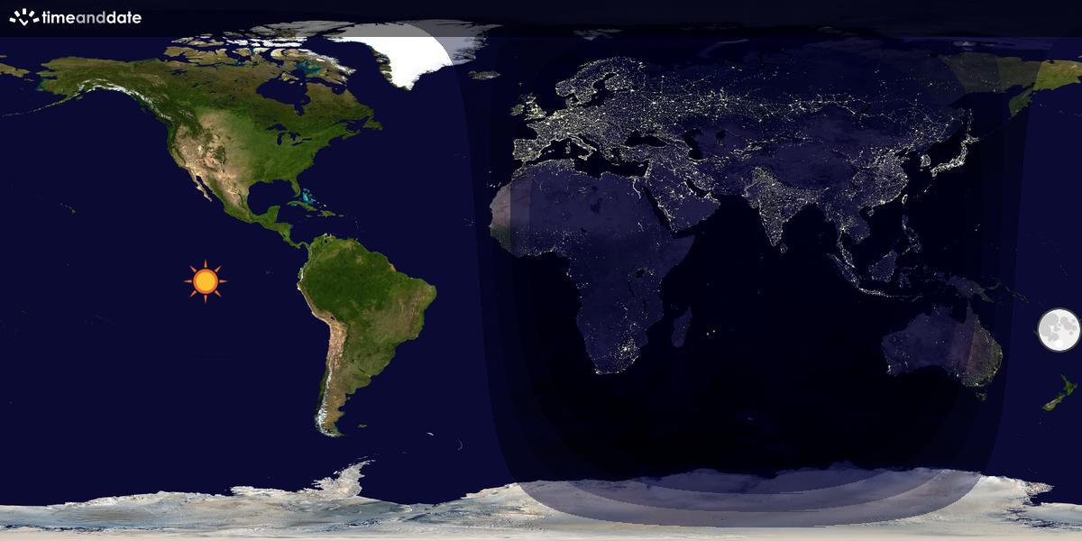 Verdenskart som viser dag og natt 