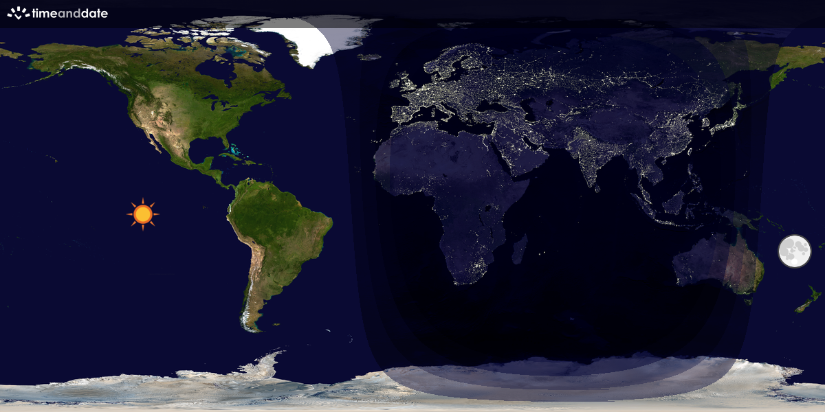 Verdenskart som viser dag og natt 