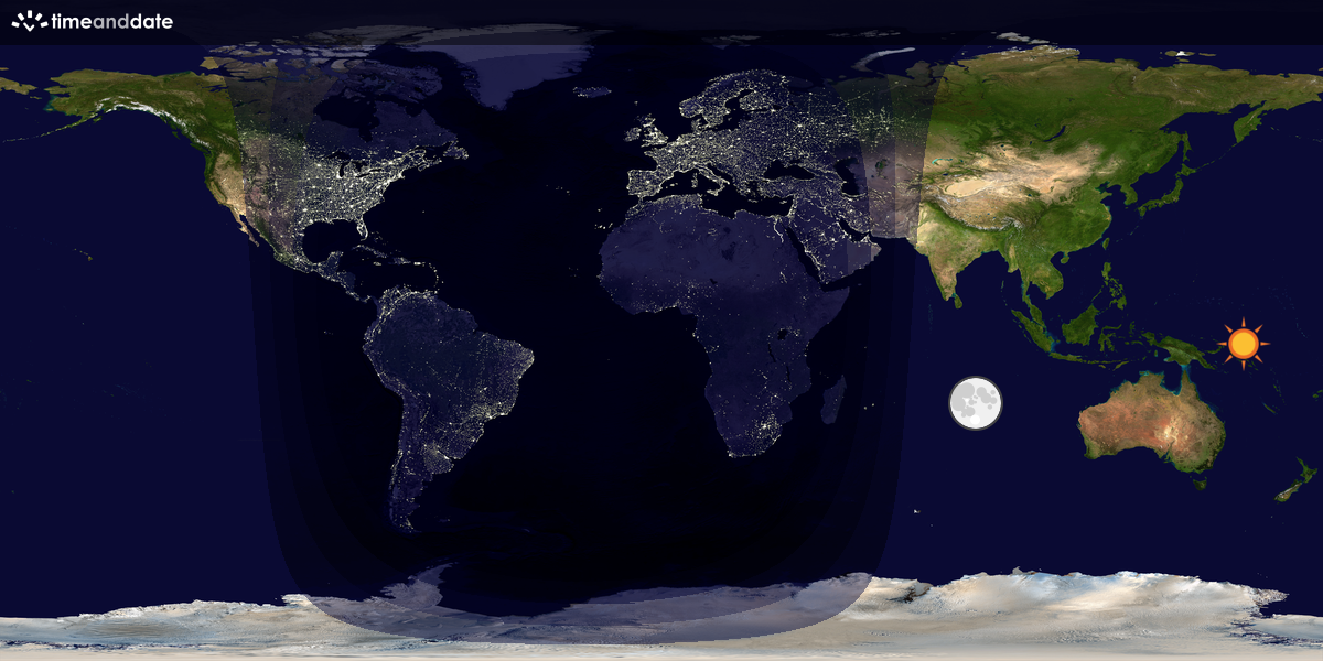 Verdenskart som viser dag og natt 