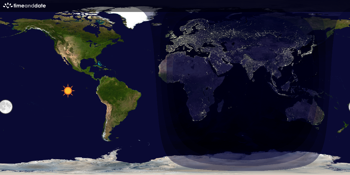 Verdenskart som viser dag og natt 