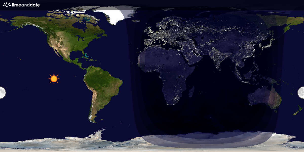 Verdenskart som viser dag og natt 