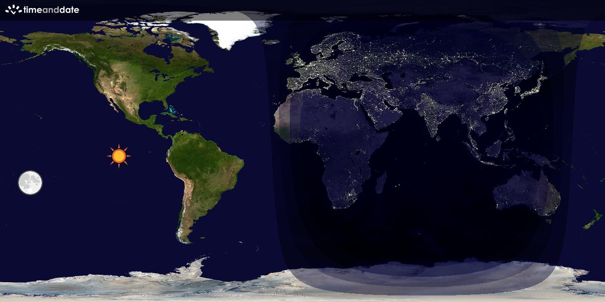 Verdenskart som viser dag og natt 