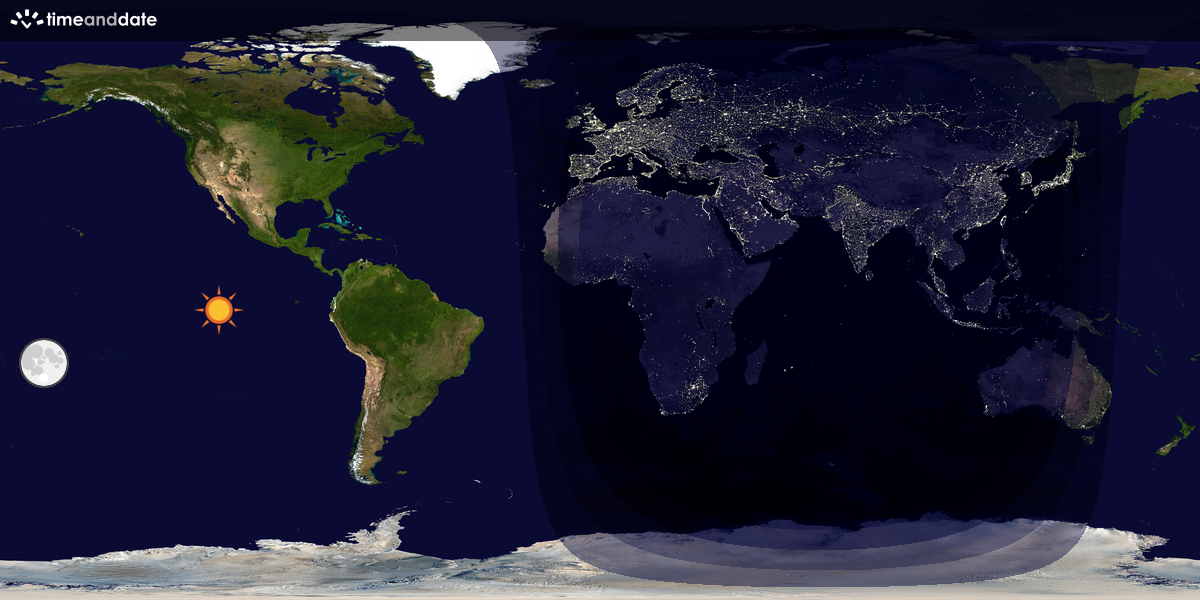 Verdenskart som viser dag og natt 