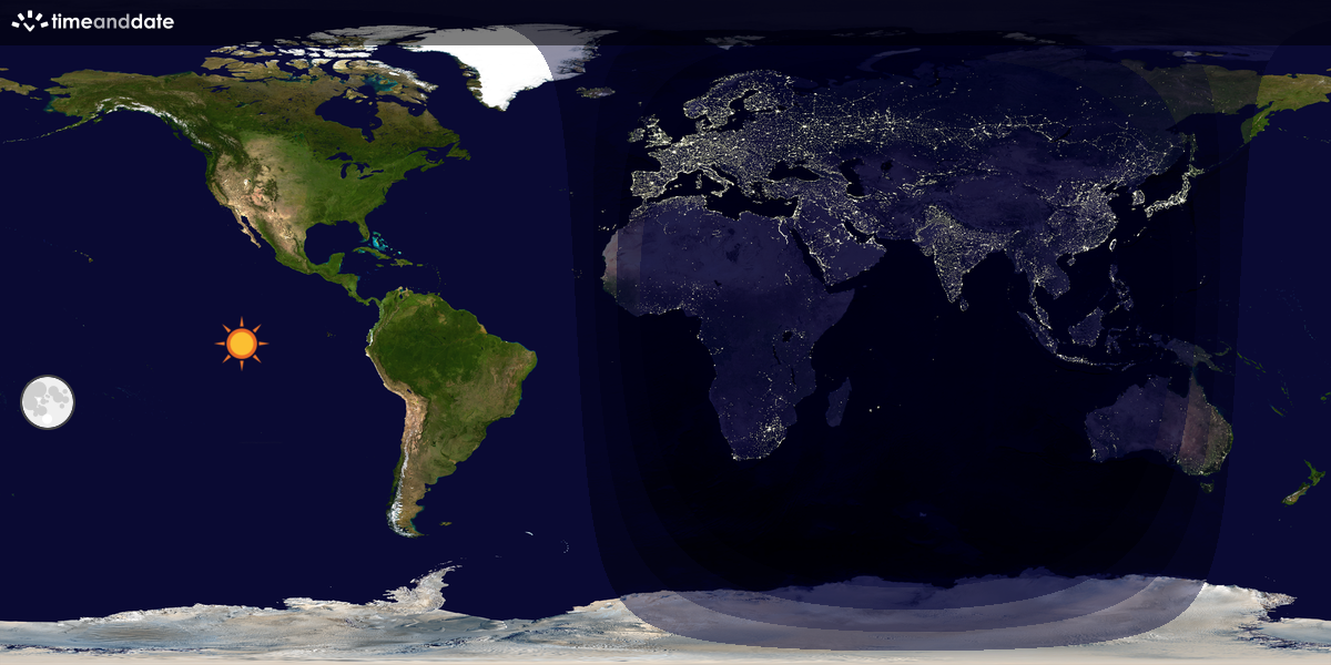 Verdenskart som viser dag og natt 
