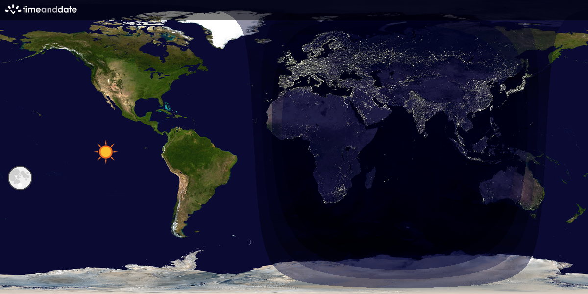 Verdenskart som viser dag og natt 
