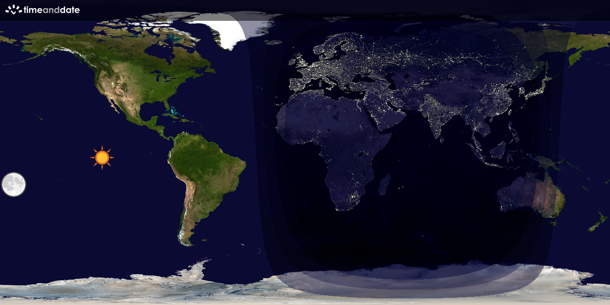 Verdenskart som viser dag og natt 