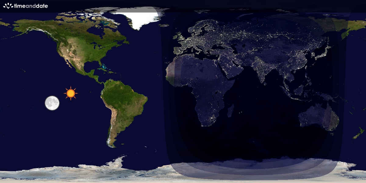 Verdenskart som viser dag og natt 