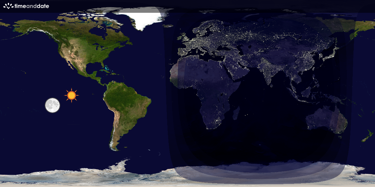Verdenskart som viser dag og natt 