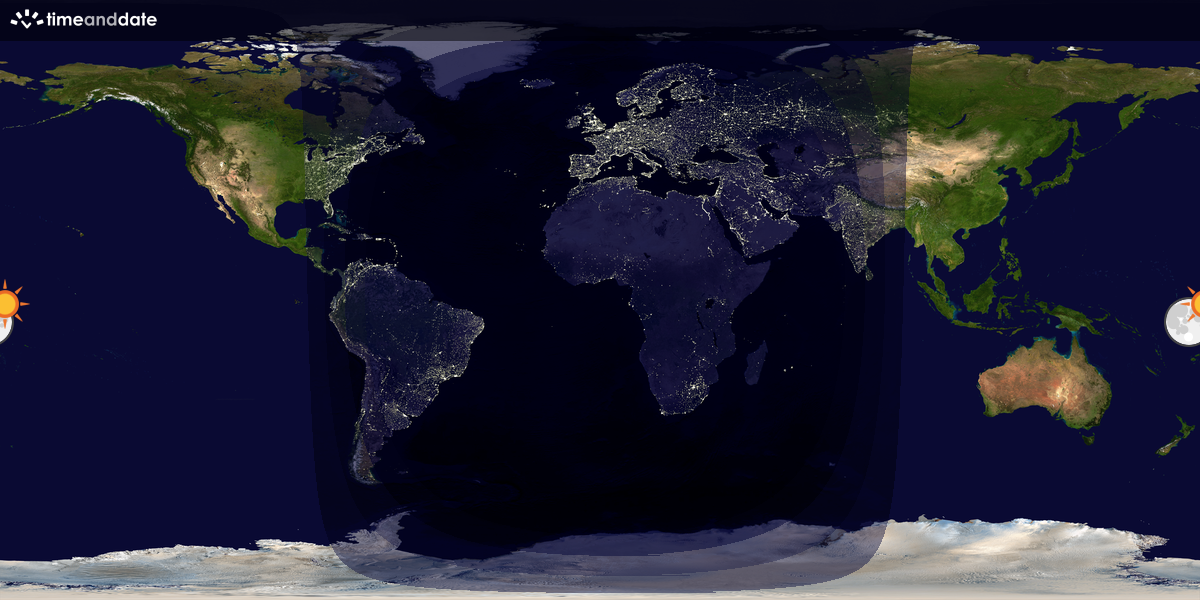 Verdenskart som viser dag og natt 