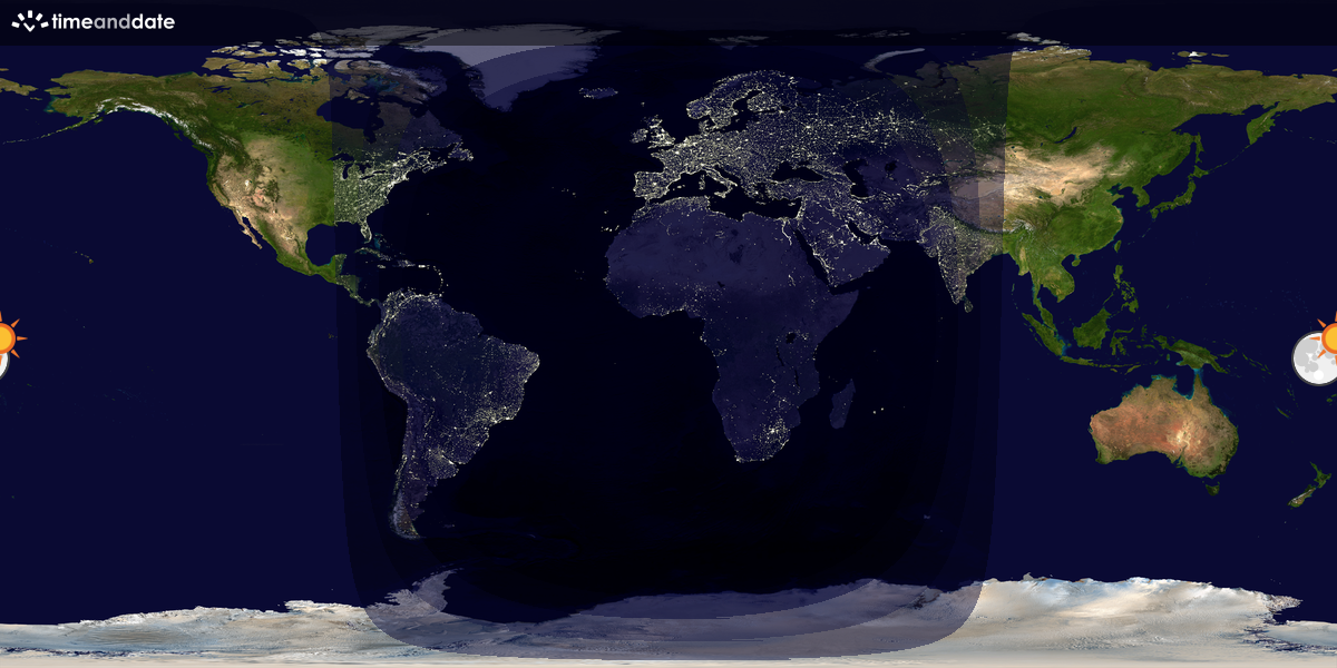 Verdenskart som viser dag og natt 